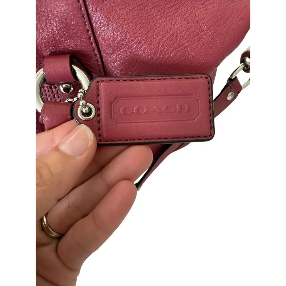 Coach Ashley Raspberry Pink Pebbled Leather Satchel Bag F15445